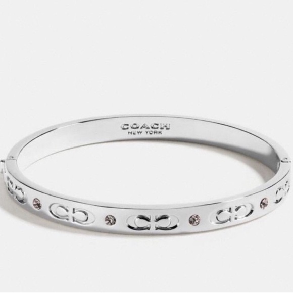 Coach Silver Bangle Hinged Clasp Kissing C Silver - Picture 1 of 10